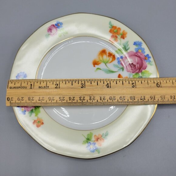 Vtg TK Thuny Czechoslovakia Lexington Floral 2 Bread Butter Plates Gold Trim 6" - Picture 8 of 8